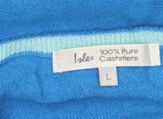 Izleo Women’s Blue Cashmere Scoop Neck Pullover Jumper Size L