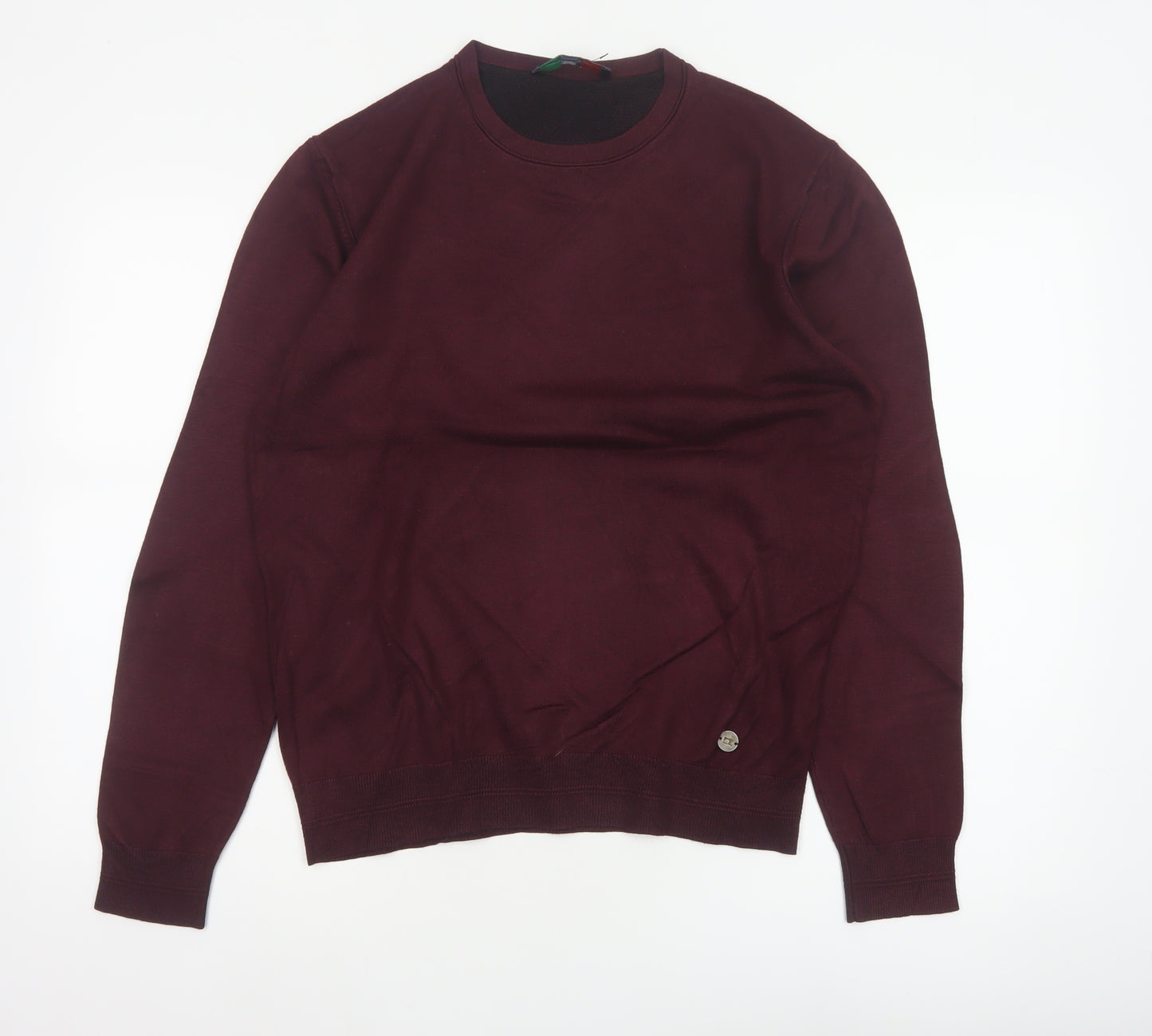 Sartoria Italiana Men’s Red L Crew Neck Pullover Knit Jumper Elbow Patches
