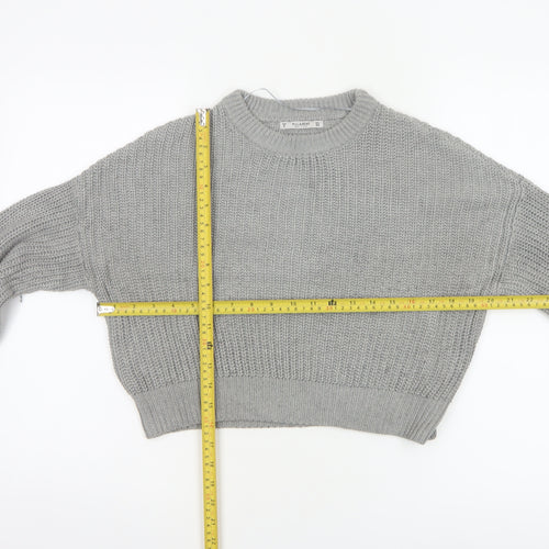 Pull&Bear Women Grey S Chunky Knit Crew Neck Pullover Jumper