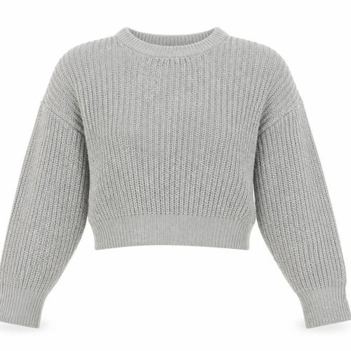 Pull&Bear Women Grey S Chunky Knit Crew Neck Pullover Jumper