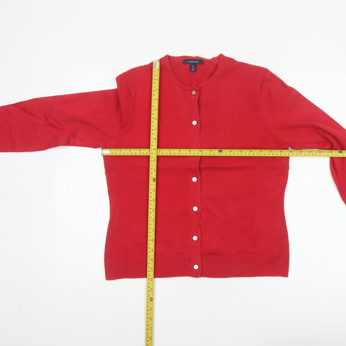 Lands' End Women's Red Size 8 Cotton Knit Button Cardigan