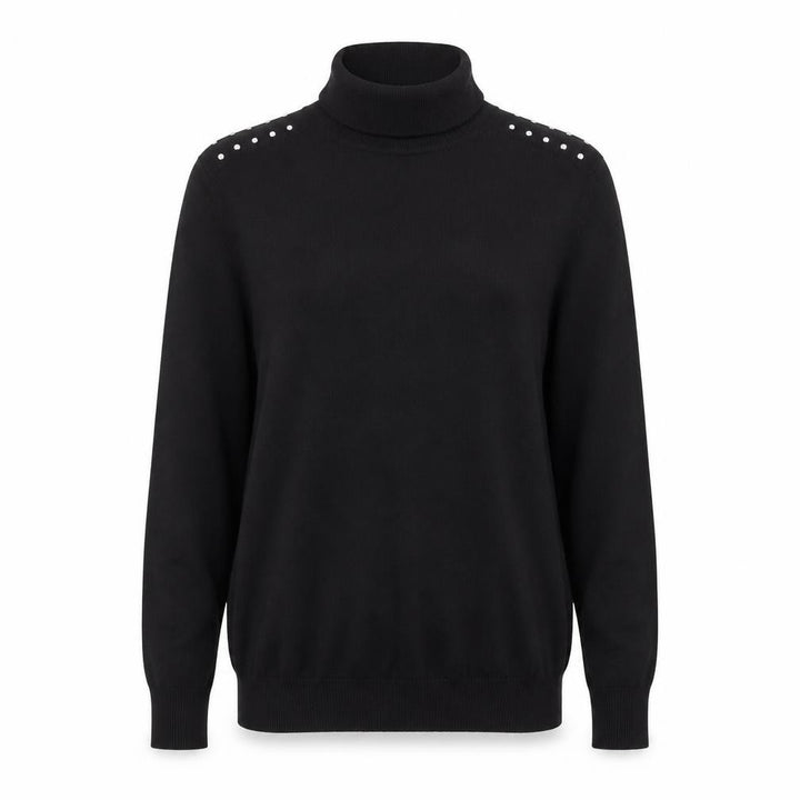 Wallis Women Black UK 12 Roll Neck Studded Knit Pullover Jumper