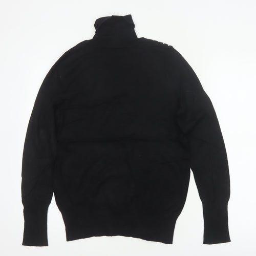 Wallis Women Black UK 12 Roll Neck Studded Knit Pullover Jumper