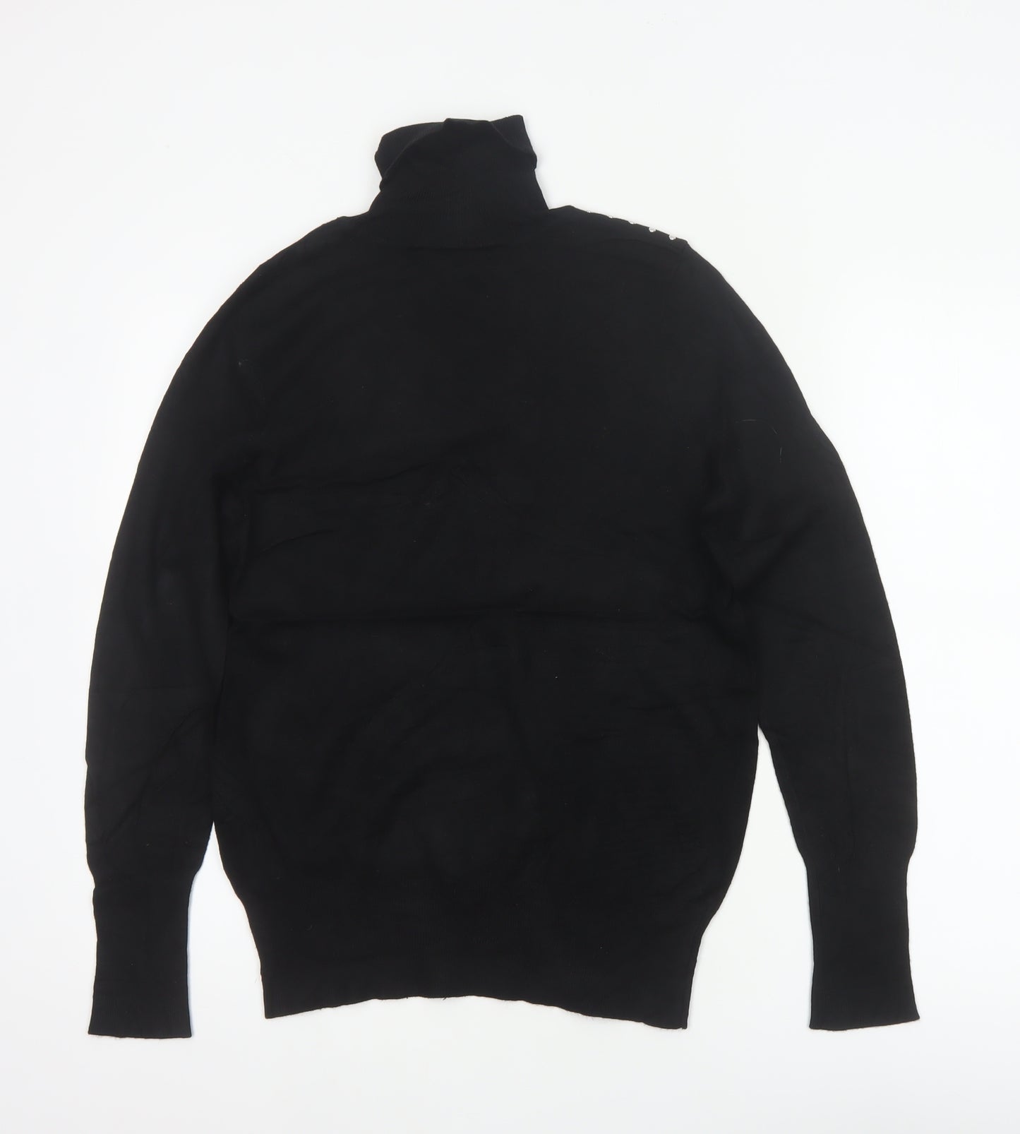 Wallis Women Black UK 12 Roll Neck Studded Knit Pullover Jumper