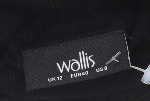 Wallis Women Black UK 12 Roll Neck Studded Knit Pullover Jumper