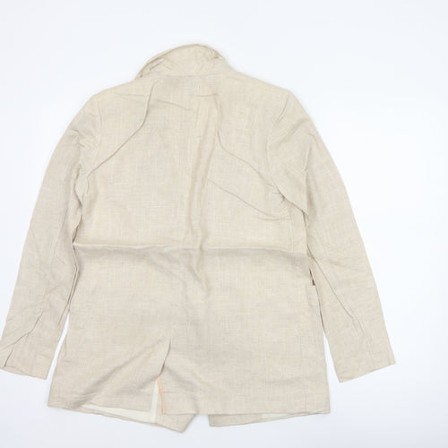 Topshop Women's Beige UK 8 Linen Blend Double-Breasted Blazer Jacket