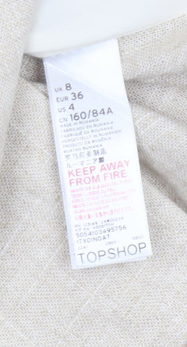 Topshop Women's Beige UK 8 Linen Blend Double-Breasted Blazer Jacket