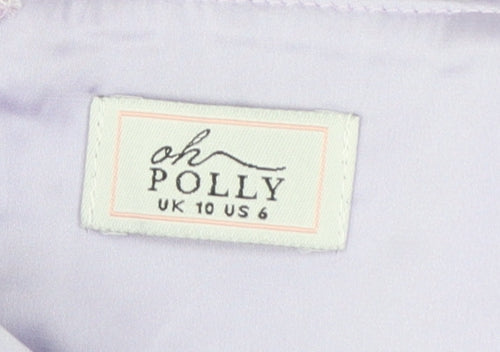 Oh Polly Women Purple UK 10 Cropped Ruffle Corset Blouse Long Sleeve