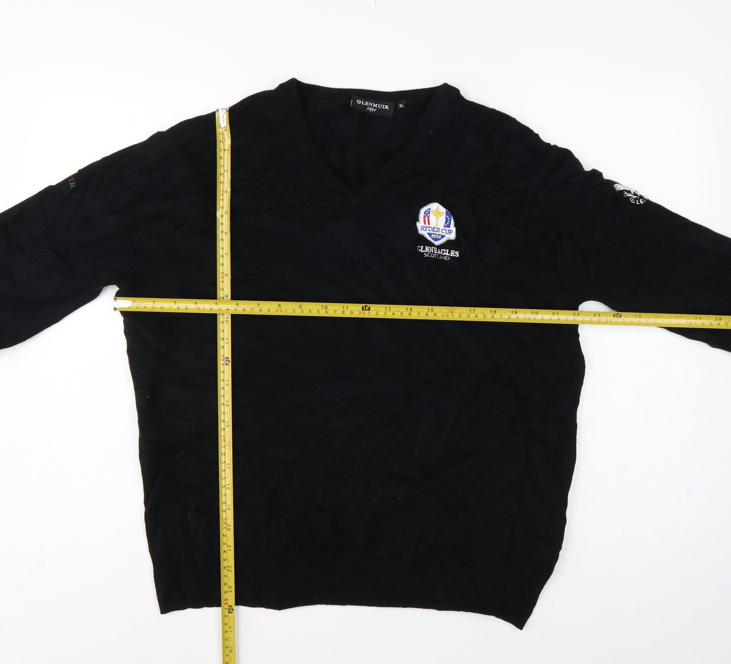 Glenmuir Men’s Black XL V-Neck Pullover Ryder Cup 2014 Lambswool Golf