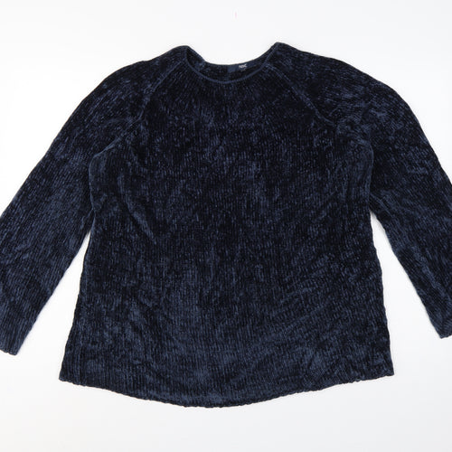 Next Women’s Blue Chenille Knit Crew Neck Pullover Jumper Size L