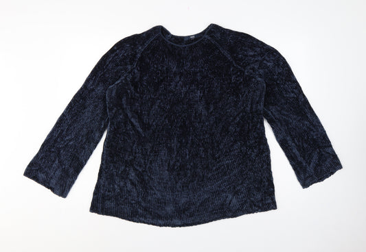 Next Women’s Blue Chenille Knit Crew Neck Pullover Jumper Size L