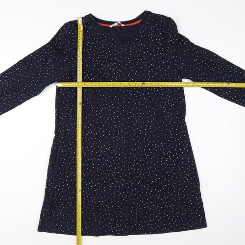 Boden Women’s Blue Gold Polka Dot Cotton Jumper Dress UK 12