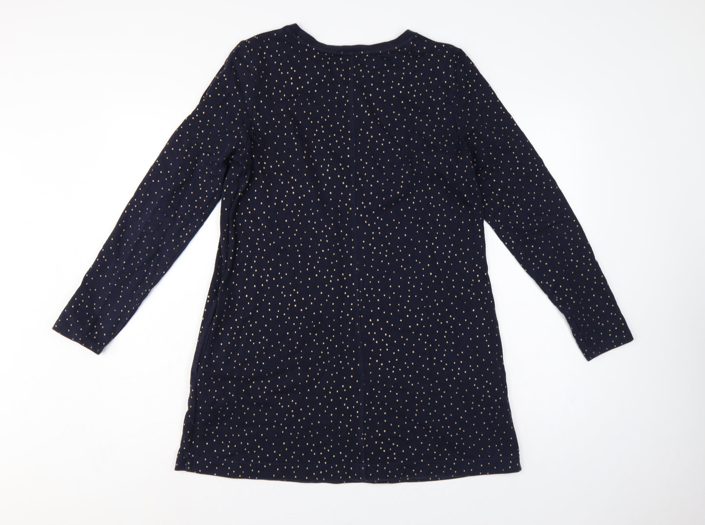 Boden Women’s Blue Gold Polka Dot Cotton Jumper Dress UK 12