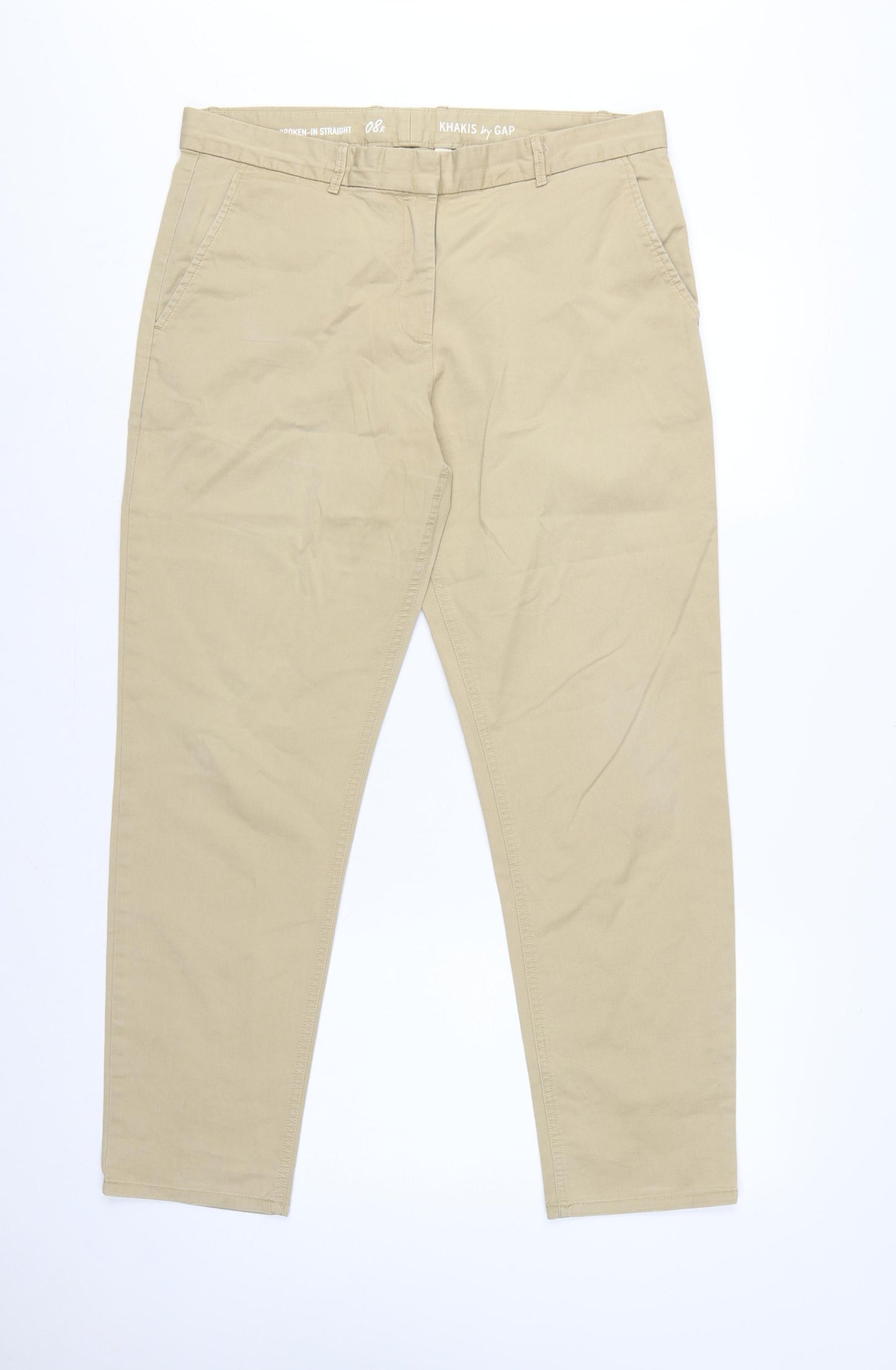 Gap Women’s Beige UK 8 Regular Straight Khaki Chino Trousers