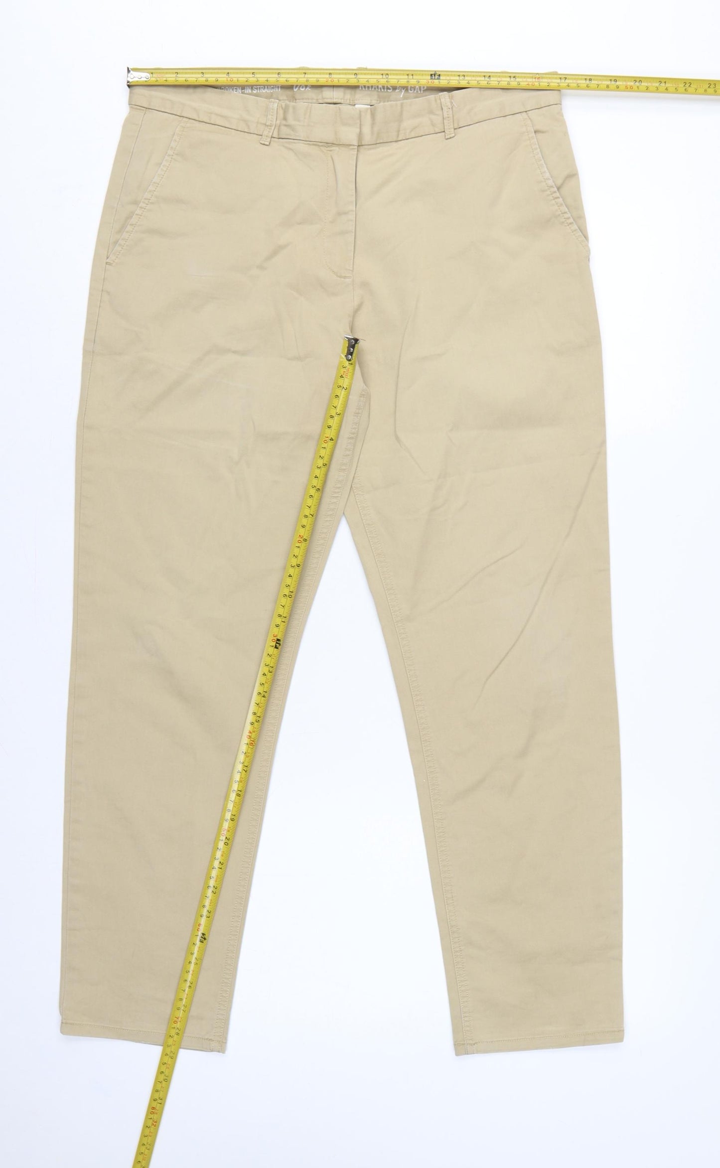 Gap Women’s Beige UK 8 Regular Straight Khaki Chino Trousers