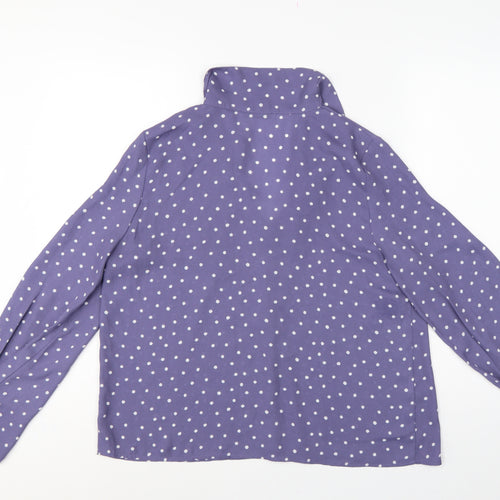 Mango Women Purple Polka Dot Wrap Tie Neck Long Sleeve Blouse M