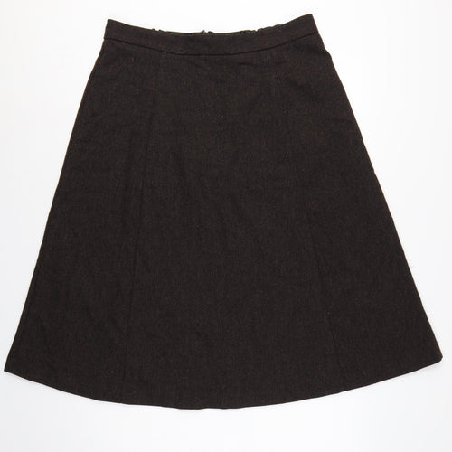 Marks & Spencer Women Brown UK 16 Long A-Line Wool Blend Skirt