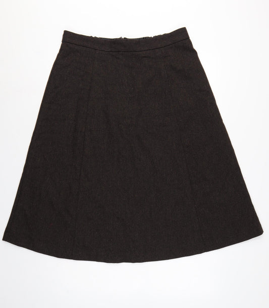 Marks & Spencer Women Brown UK 16 Long A-Line Wool Blend Skirt