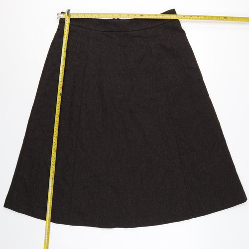 Marks & Spencer Women Brown UK 16 Long A-Line Wool Blend Skirt