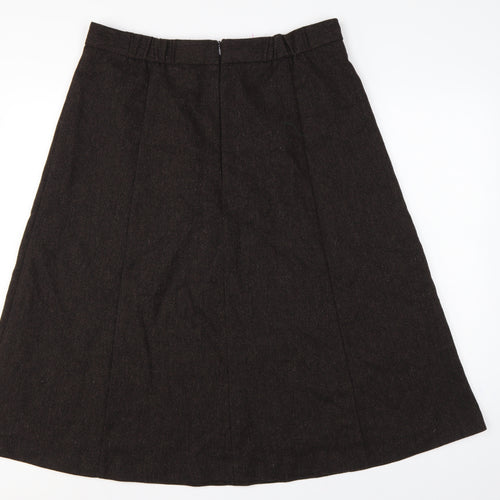 Marks & Spencer Women Brown UK 16 Long A-Line Wool Blend Skirt