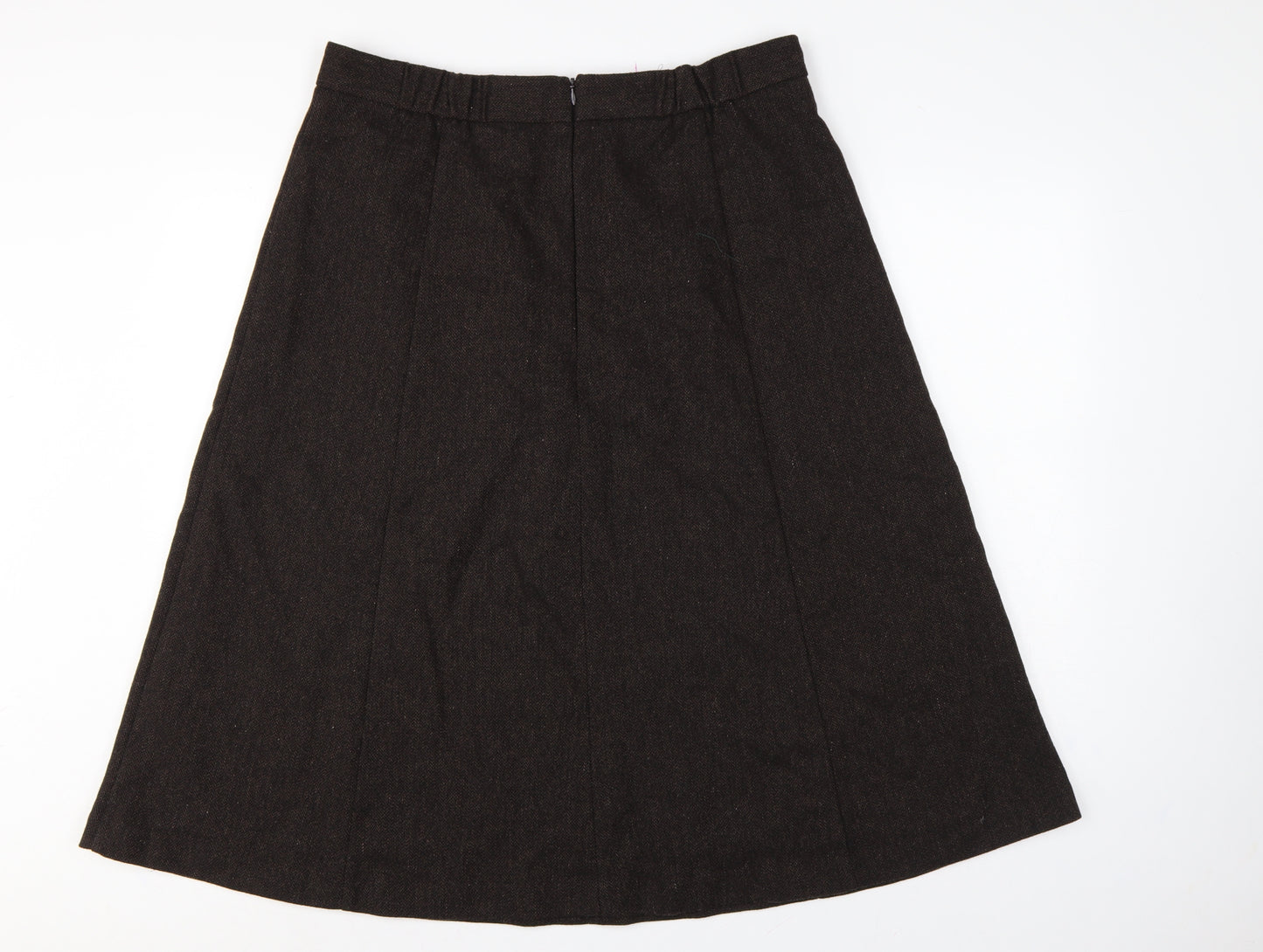 Marks & Spencer Women Brown UK 16 Long A-Line Wool Blend Skirt