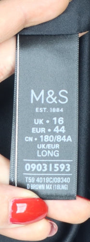 Marks & Spencer Women Brown UK 16 Long A-Line Wool Blend Skirt