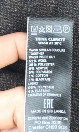 Marks & Spencer Women Brown UK 16 Long A-Line Wool Blend Skirt