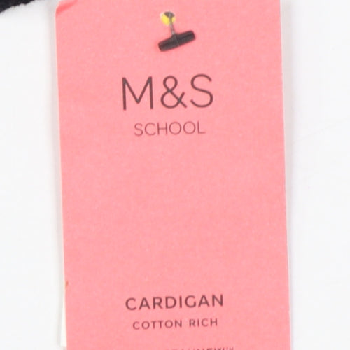 Marks & Spencer Girls Black 6-7 Years V-Neck Knit School Cardigan NWT