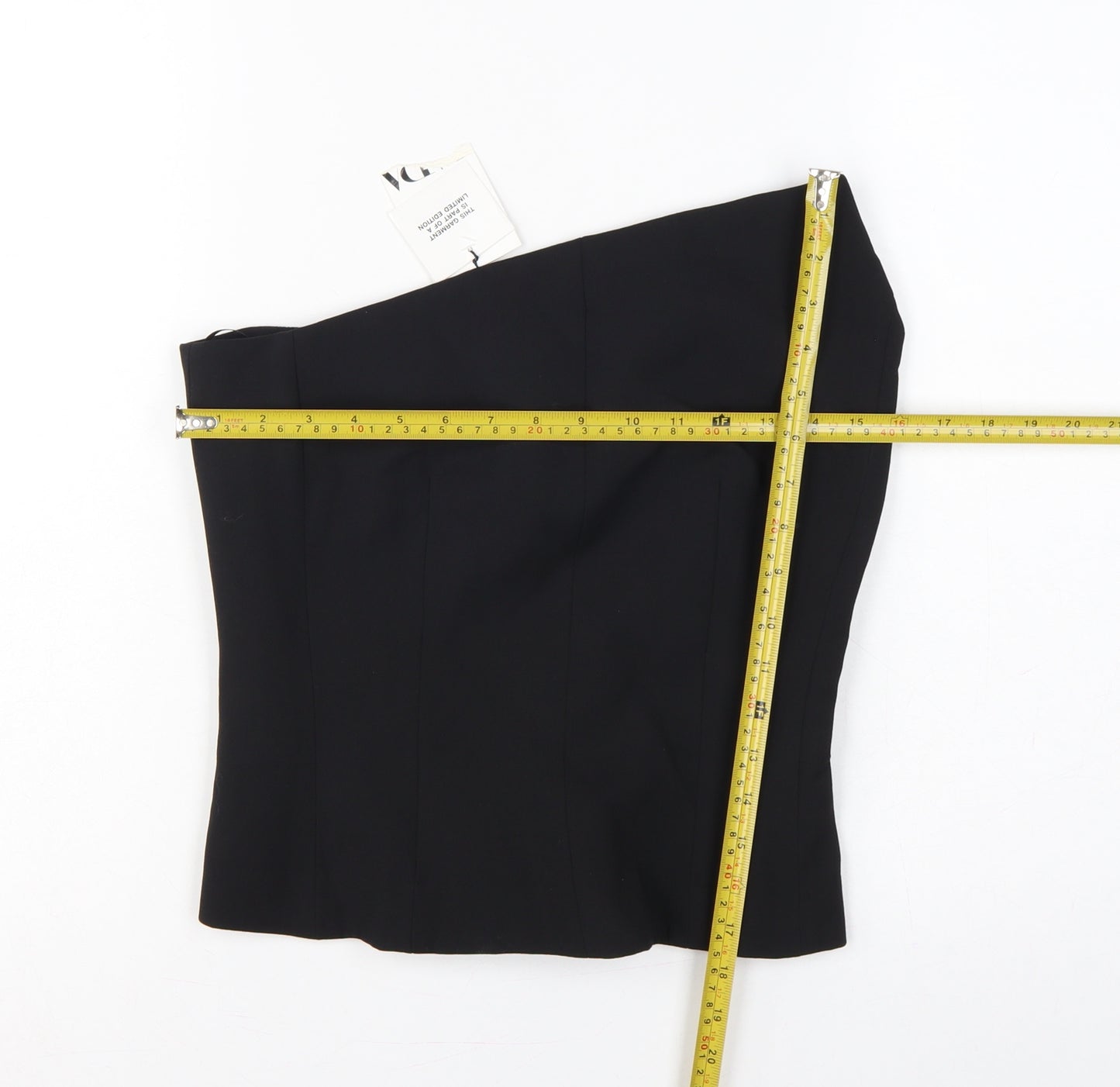 Zara Women Black M One Shoulder Wool Blend Lined Asymmetric Top