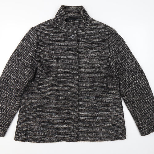 John Lewis Women’s Black Grey Tweed Jacket Size 18 Collared