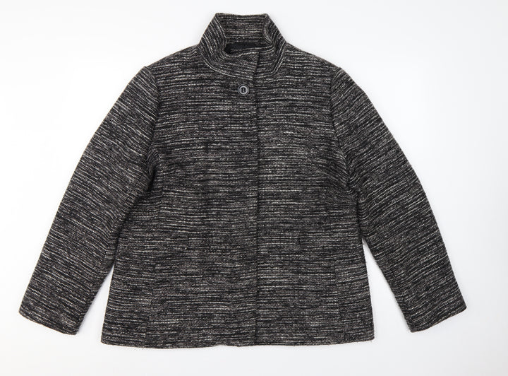 John Lewis Women’s Black Grey Tweed Jacket Size 18 Collared