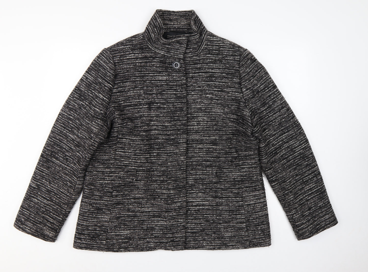John Lewis Women’s Black Grey Tweed Jacket Size 18 Collared