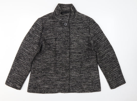 John Lewis Women’s Black Grey Tweed Jacket Size 18 Collared