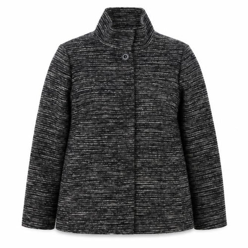 John Lewis Women’s Black Grey Tweed Jacket Size 18 Collared
