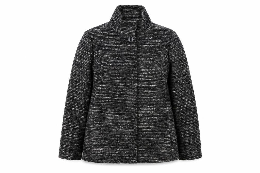 John Lewis Women’s Black Grey Tweed Jacket Size 18 Collared