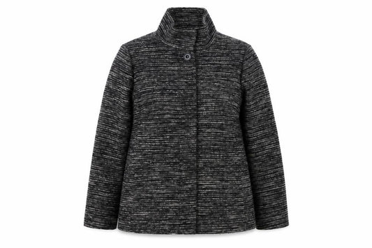John Lewis Women’s Black Grey Tweed Jacket Size 18 Collared