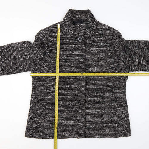 John Lewis Women’s Black Grey Tweed Jacket Size 18 Collared