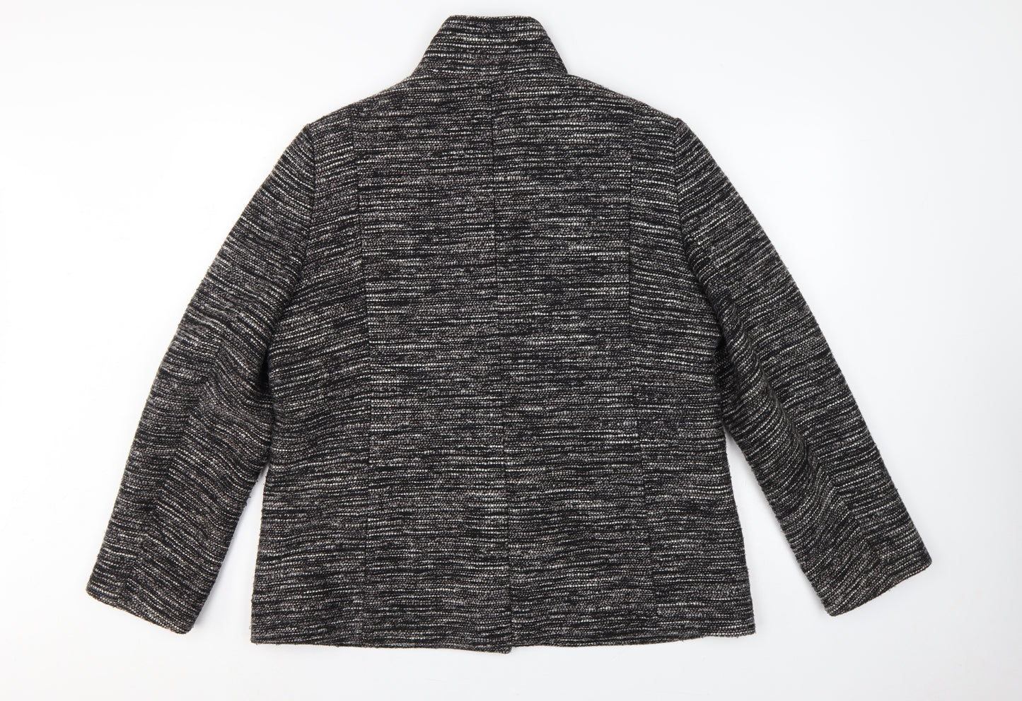 John Lewis Women’s Black Grey Tweed Jacket Size 18 Collared