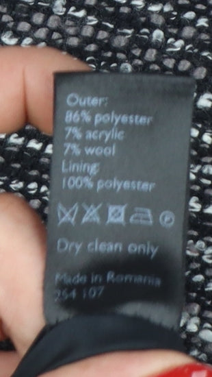John Lewis Women’s Black Grey Tweed Jacket Size 18 Collared