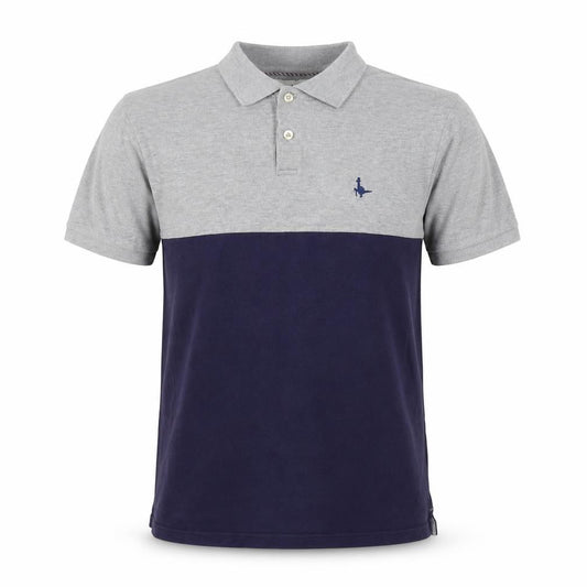 Jack Wills Men’s Grey Navy Colourblock Polo Shirt M Short Sleeve