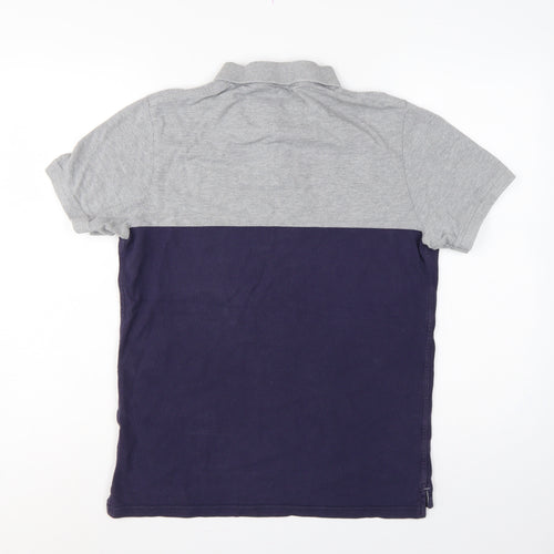 Jack Wills Men’s Grey Navy Colourblock Polo Shirt M Short Sleeve
