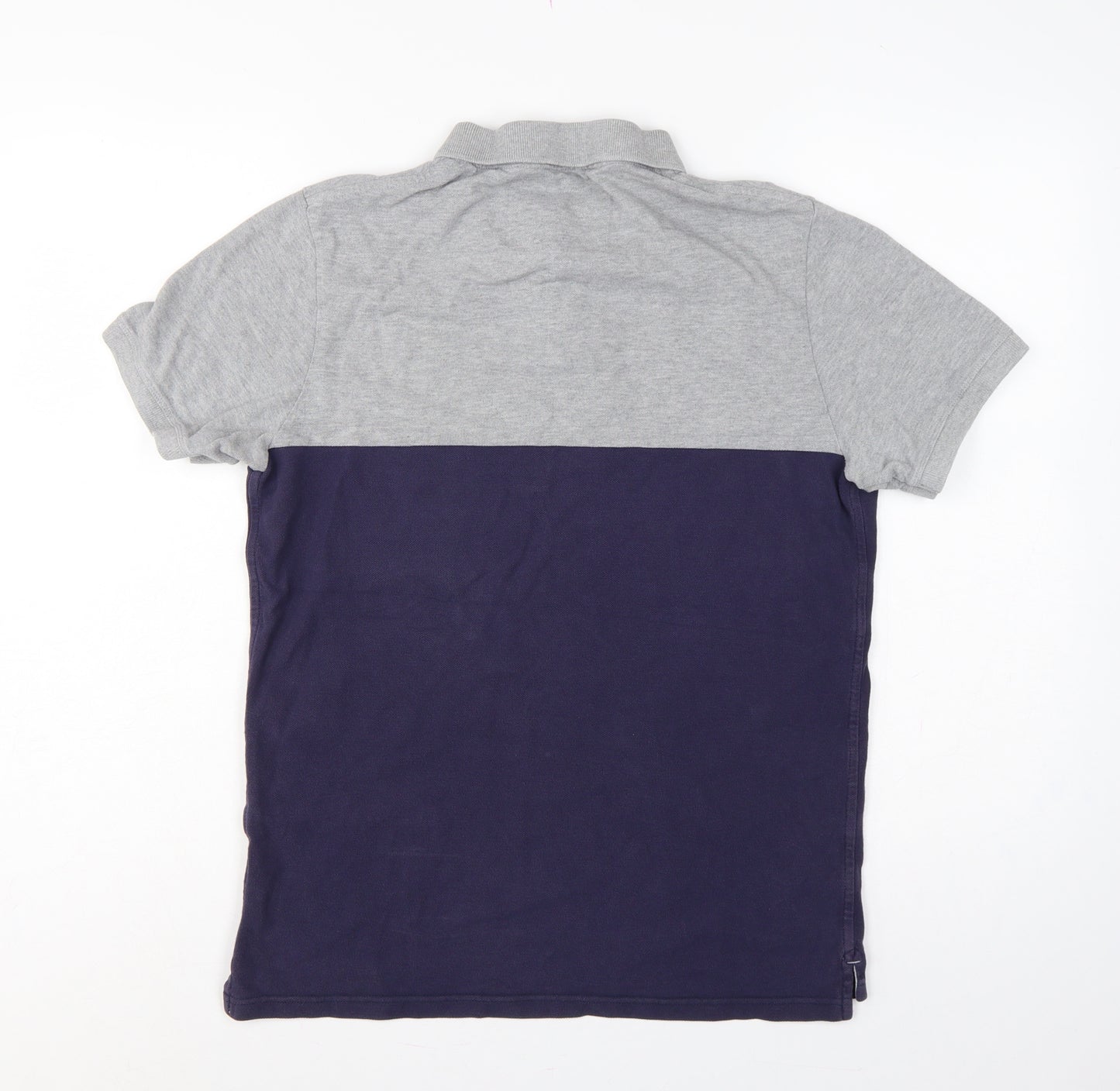 Jack Wills Men’s Grey Navy Colourblock Polo Shirt M Short Sleeve