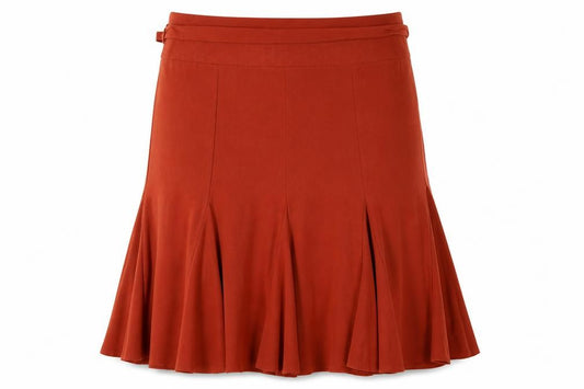 Bhs Women’s Orange UK 16 Flared Knee Length Pleated Tie Waist Skirt
