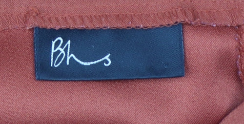 Bhs Women’s Orange UK 16 Flared Knee Length Pleated Tie Waist Skirt