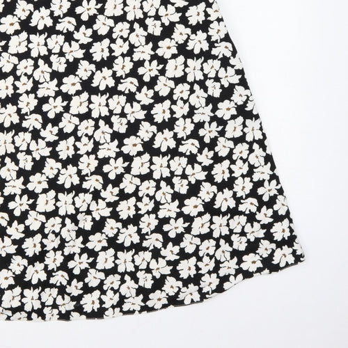 Cotswold Collections Women Black Floral A-Line Knee Length Skirt UK 16