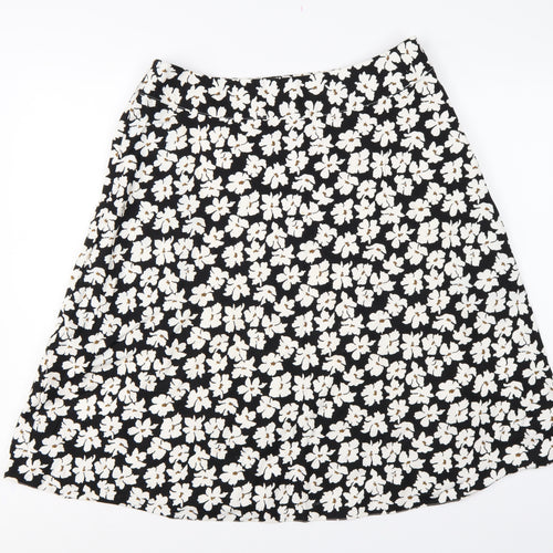 Cotswold Collections Women Black Floral A-Line Knee Length Skirt UK 16