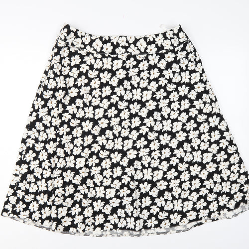 Cotswold Collections Women Black Floral A-Line Knee Length Skirt UK 16