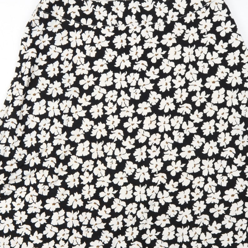 Cotswold Collections Women Black Floral A-Line Knee Length Skirt UK 16