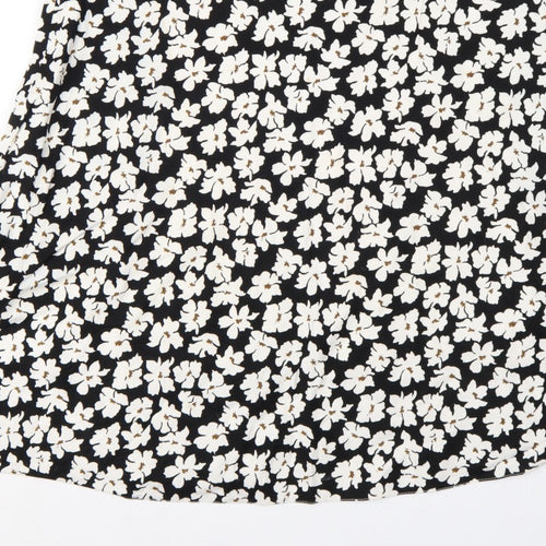 Cotswold Collections Women Black Floral A-Line Knee Length Skirt UK 16