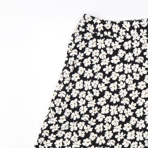 Cotswold Collections Women Black Floral A-Line Knee Length Skirt UK 16